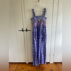 Free People Color My World Smocked Wide Leg Purple Jumpsuit